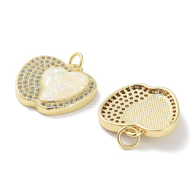 Brass Micro Pave Clear Cubic Zirconia Pendants KK-L213-042G-01-1