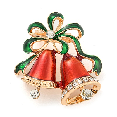 Christmas Theme Golden Zinc Alloy with Rhinestone Brooches LS-JEWB-B018-01G-08-1