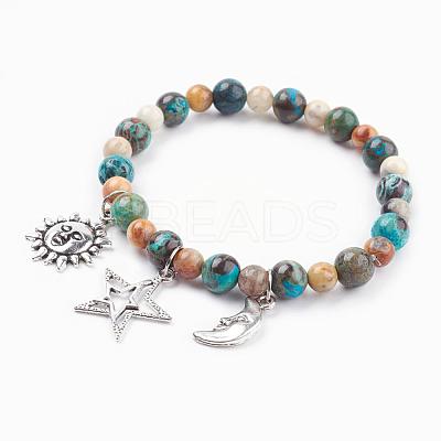 Natural Gemstone Charm Bracelets BJEW-JB03349-1