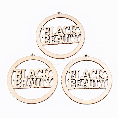 Undyed Natural Wooden Big Pendants WOOD-N007-116-1
