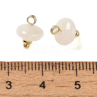Natural Quartz Crystal Rock Crystal Rondelle Charms with Rack Plating Brass Loops G-G110-05B-06-1