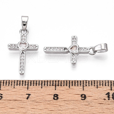 Brass Micro Pave Cubic Zirconia Pendants KK-T070-77P-1