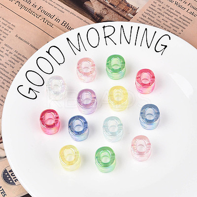 UV Plating Transparent Acrylic European Beads X-OACR-M027-02O-1