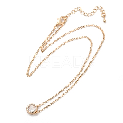 Brass Pave Clear Cubic Zirconia Pendant Necklaces for Women NJEW-Z079-02G-04-1