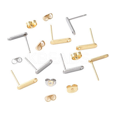 16Pcs 2 Colors 201 Stainless Steel Stud Earring Findings with Hole EJEW-FS0001-18-1
