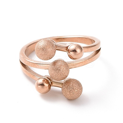 Ion Plating(IP) 304 Stainless Steel Round Ball Finger Ring for Women RJEW-D120-13RG-1