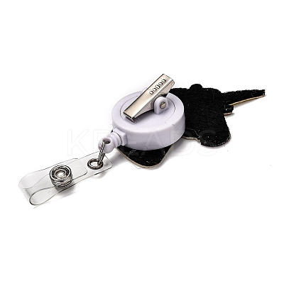 Unicorn Glitter Powder Felt & ABS Plastic Badge Reel X-AJEW-I053-40-1