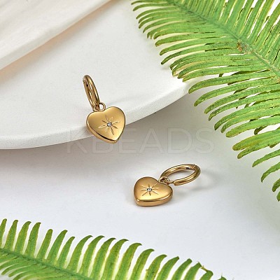 Stainless Steel Heart with Sun Dangle Hoop Earrings for Women JE921A-1