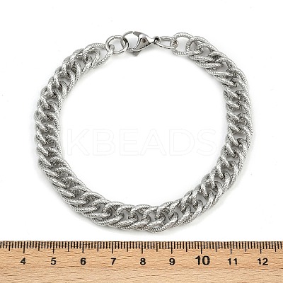 304 Stainless Steel Curb Chain Bracelets for Women Men BJEW-Z143-03P-1