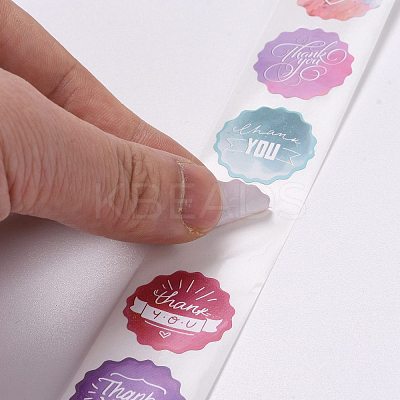 Flat Round Paper Thank You Stickers DIY-C042-15-1