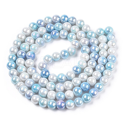 Electroplated Glass Beads Strands X-GLAA-C023-01H-1