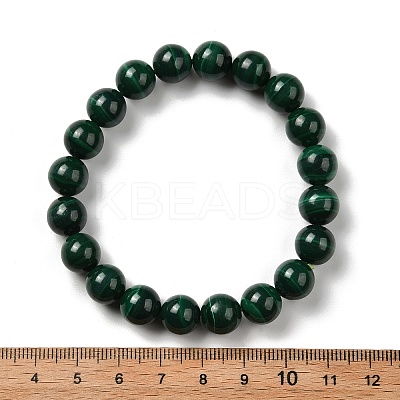 Natural Malachite Beaded Stretch Bracelets BJEW-A045-01A-1