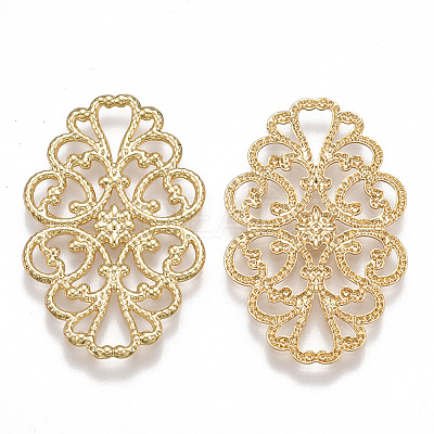 Brass Filigree Joiners Links X-KK-T038-85G-1