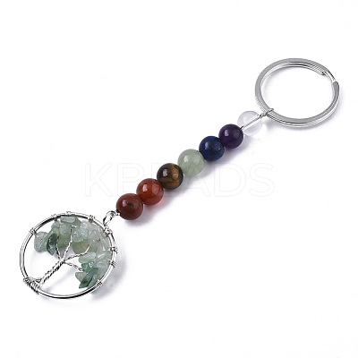 Natural Gemstone Chips Chakra Keychain G-N0326-004-1