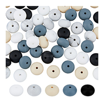 60Pcs 5 Colors Food Grade Eco-Friendly Silicone Beads SIL-DC0001-37-1