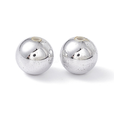 Silver Color Plated Acrylic Round Spacer Beads PACR-MSMC001-06-1