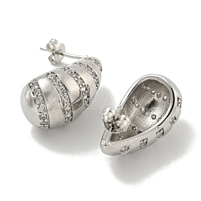 Teardrop Rack Plating Brass Micro Pave Cubic Zirconia Stud Earrings for Women EJEW-E312-10P-1