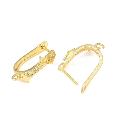 Brass Micro Pave Cubic Zirconia Hoop Earring Findings CU-CBAB5B4-04G-1