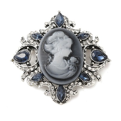 Retro Alloy Rhinestone Rhombus Brooch LS-JEWB-B022-01AS-02-1