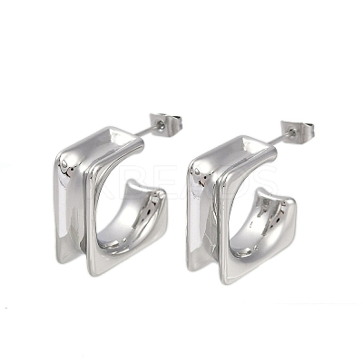 304 Stainless Steel Square Stud Earrings for Women EJEW-K281-26P-1