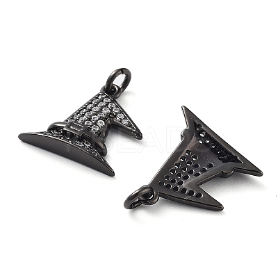 Rack Plating Brass Micro Pave Clear Grade AAA Cubic Zirconia Pendants KK-M280-06B-1