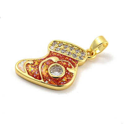 Christmas Brass Micro Pave Cubic Zirconia Pendants KK-H468-02D-02G-1