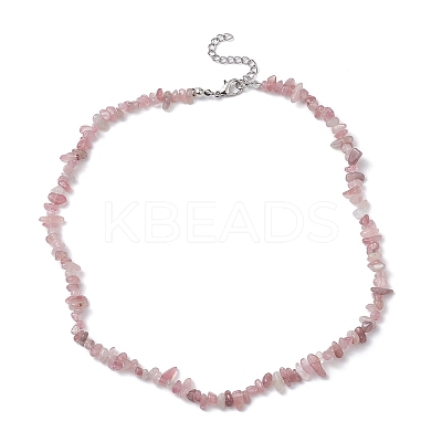 Natural Rose Quartz Chip Beaded Necklace NJEW-JN04615-13-1