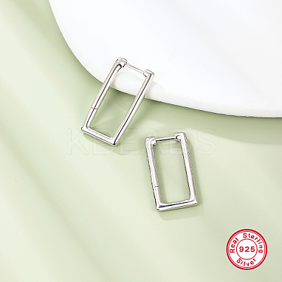 Anti-Tarnish Rhodium Plated Platinum 925 Sterling Silver Hoop Earrings DU0168-2-1