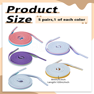 5 Pairs 5 Colors Three-color Mosaic Macaron Color Polyester Shoelaces FIND-LP0008-71-1