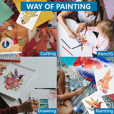 1 Set PET Hollow Out Drawing Painting Stencils DIY-MA0004-69-1