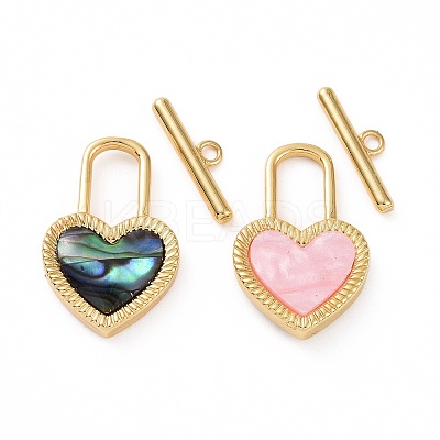 Paua Shell & Pink Shell Toggle Clasps KK-E068-VC172-1