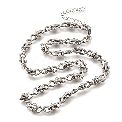 304 Stainless Steel Oval Infinity Link Chain Necklaces for Women Men NJEW-K249-20B-P-1