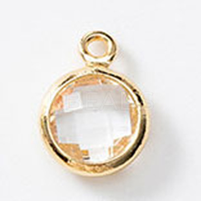 Birthstone Brass K9 Glass Charms KK-H002-28G-04-1