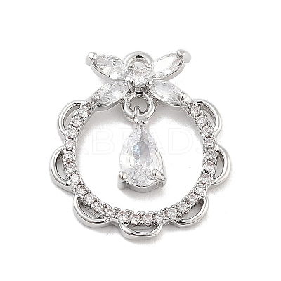 Brass Pave Clear Cubic Zirconia Pendants KK-Z061-10P-1