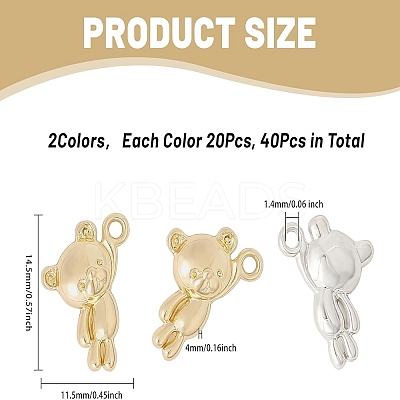 40Pcs 2 Colors Rack Plating Alloy Charms PALLOY-CA0002-39-1