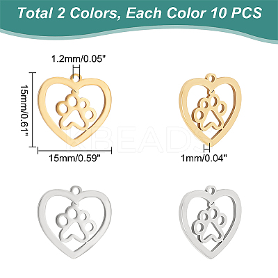 20Pcs 2 Colors 201 Stainless Steel Pendants STAS-UN0045-46-1