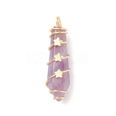 Natural Mixed Stone Pointed Pendants PALLOY-JF01703-1