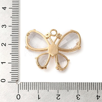 Rack Plating Brass Clear Cubic Zirconia Pendants KK-N255-11G-03-RS-1