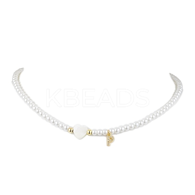 Brass Micro Pave Grade AAA Cubic Zirconia Letter Pendant Necklaces NJEW-JN04771-16-1