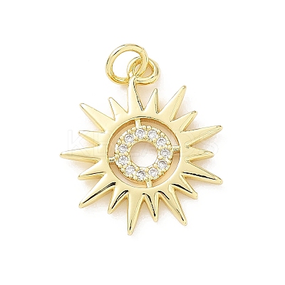 Brass Micro Pave Clear Cubic Zirconia Pendants KK-B141-45G-01-1