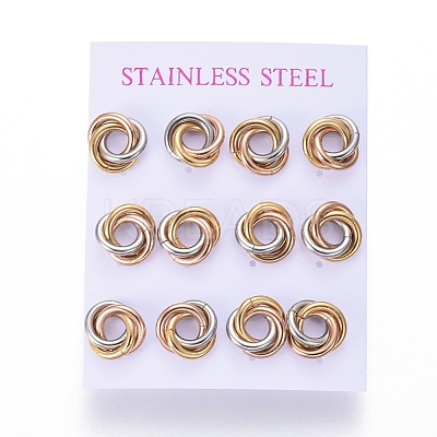 304 Stainless Steel Stud Earrings EJEW-L241-02C-1