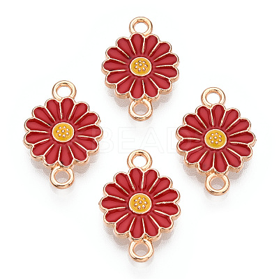 Zinc Alloy Enamel Sunflower Connector Charms ENAM-E011-01KCG-03-1