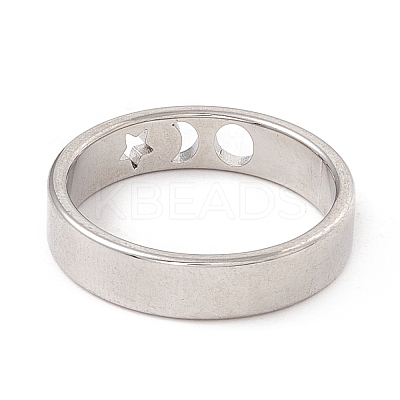 Non-Tarnish 201 Stainless Steel Moon and Star Finger Ring for Women LS-RJEW-A006-02P-1