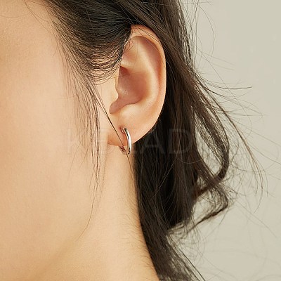 Anti-Tarnish Rhodium Plated 925 Sterling Silver Huggie Hoop Earrings EJEW-BB50163-P-1