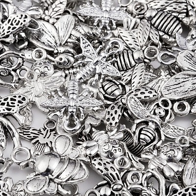 100Pcs 10 Style Tibetan Style Alloy Pendants TIBEP-CJ0001-76-1