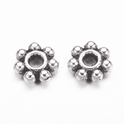 Tibetan Style Alloy Daisy Spacer Beads LF0991Y-AS-RS-1
