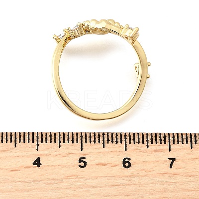 Ocean Theme Brass Micro Pave Cubic Zirconia Cuff Rings for Women RJEW-F184-17A-G-1