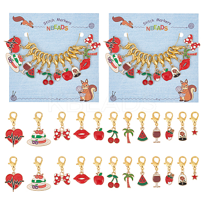Red Series Stitch Markers HJEW-AB00196-1