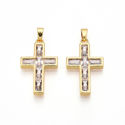 Brass Micro Pave Cubic Zirconia Pendants KK-N257-32G-1