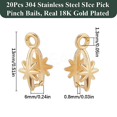 20Pcs 304 Stainless Steel SIce Pick Pinch Bails STAS-SC0009-14-1